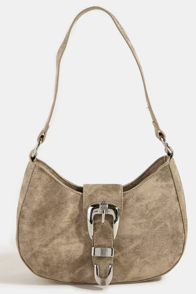 Fame Accessories Womens Hobo Shoulder Bag Buckle Detail Small Handbags DBR one size Fame_Accessories_Womens_Hobo_Shoulder_Bag_Buckle_Detail_Small_Handbags Trendsi