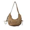 Fame Crescent Shoulder Bag Medium Soft PU Leather Zip Lace-up Hobo Bags