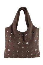Fame Large Grommeted Suede Shoulder Bag Women Boho Chic Tote Large Purse - Styleinger