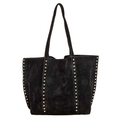 Fame Large Tote Bag Suede Studded Trim Stripe Women's Casual Soft Handbags