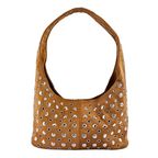Fame Shoulder Bag Suede Multi Rivet Studded Medium Women's Retro Casual Handbag