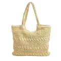 Fame Straw Braided Tote Beach Handbags Square Woven Large Zipper Shoulder Bags