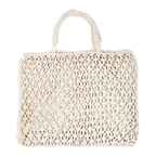 Fame Tote Woven Handbags Braided Square Knit Ivory Medium Summer Bags