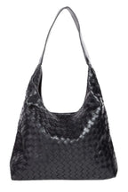 Fame Woven Faux Leather Tote Bag Black Large Shoulder Handbag Chic Textured Tote - Styleinger