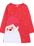 Girl's Christmas Dress Red Santa Long Sleeve for Children Red Girl_s_Christmas_Dress_Red_Santa_Long_Sleeve_for_Children Trendsi