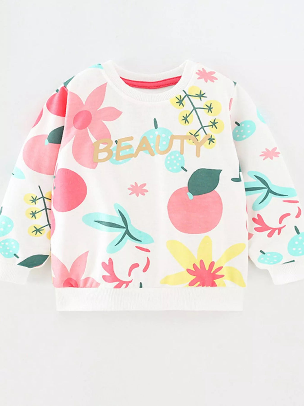 Girls Sweatshirt Multicolor Printed Children's Round Neck Pullover Multicolor Girls_Sweatshirt_Multicolor_Printed_Children_s_Round_Neck_Pullover Trendsi
