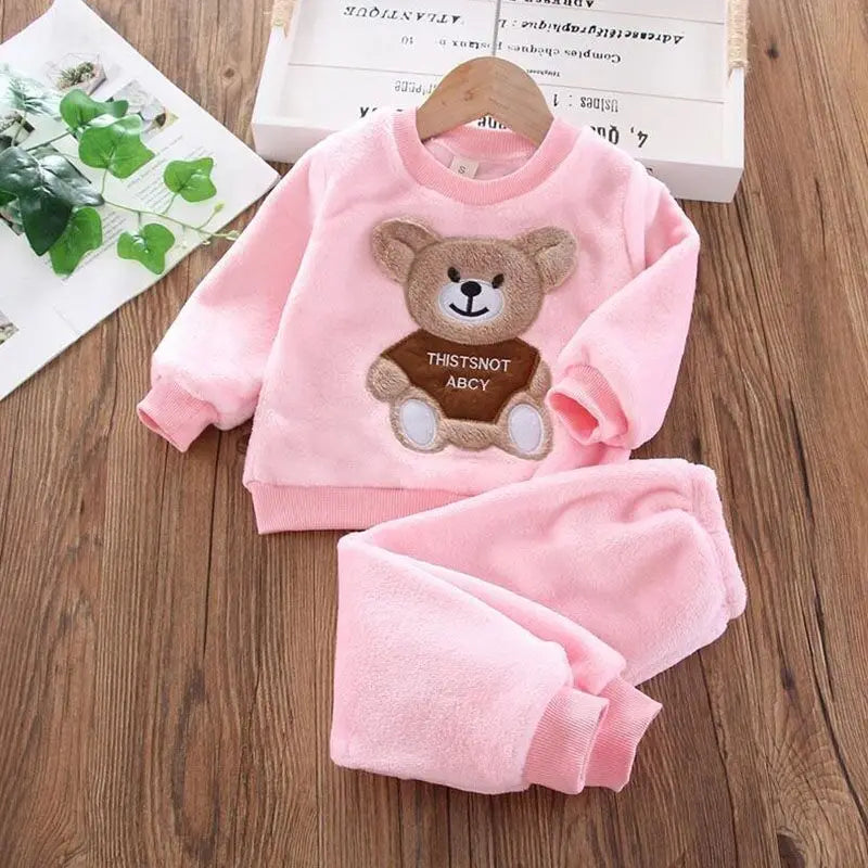 Toddler Fleece Clothing Set - Bear Hooded Vest & Pants 3PC