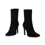 Women’s High Heel Sock Ankle Boots – Pointed Toe, Plus Size