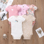 Baby Cotton Short-Sleeve Bodysuits, 5-Pack, 6–24 Months