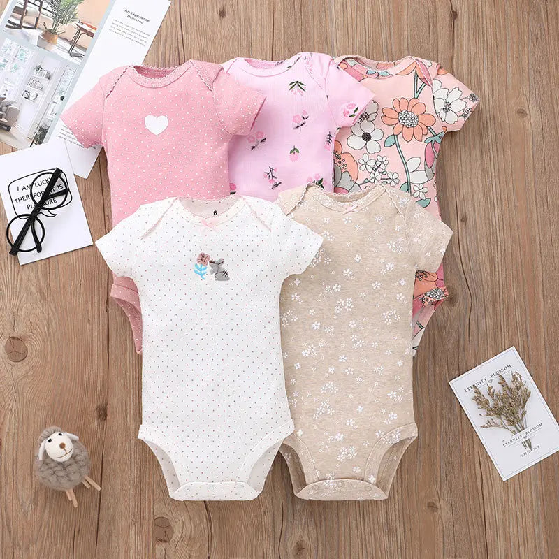 Baby Cotton Short-Sleeve Bodysuits, 5-Pack, 6–24 Months