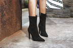 Women’s High Heel Sock Ankle Boots – Pointed Toe, Plus Size