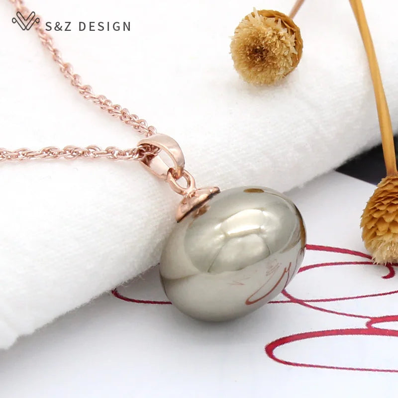 Women's Round Simulated Pearl Pendant Necklace