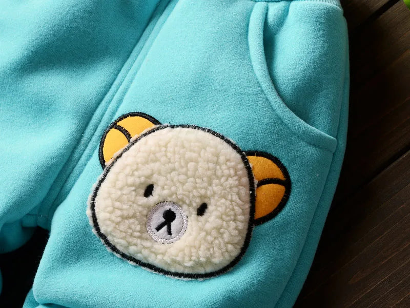 Toddler Fleece Clothing Set - Bear Hooded Vest & Pants 3PC