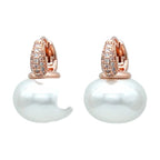 Women's Simulated Pearl Drop Earrings with Cubic Zirconia