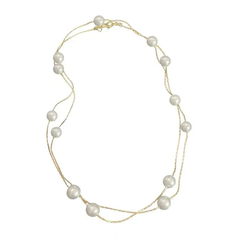 Women's Double-Layer Simulated Pearl Choker Necklace