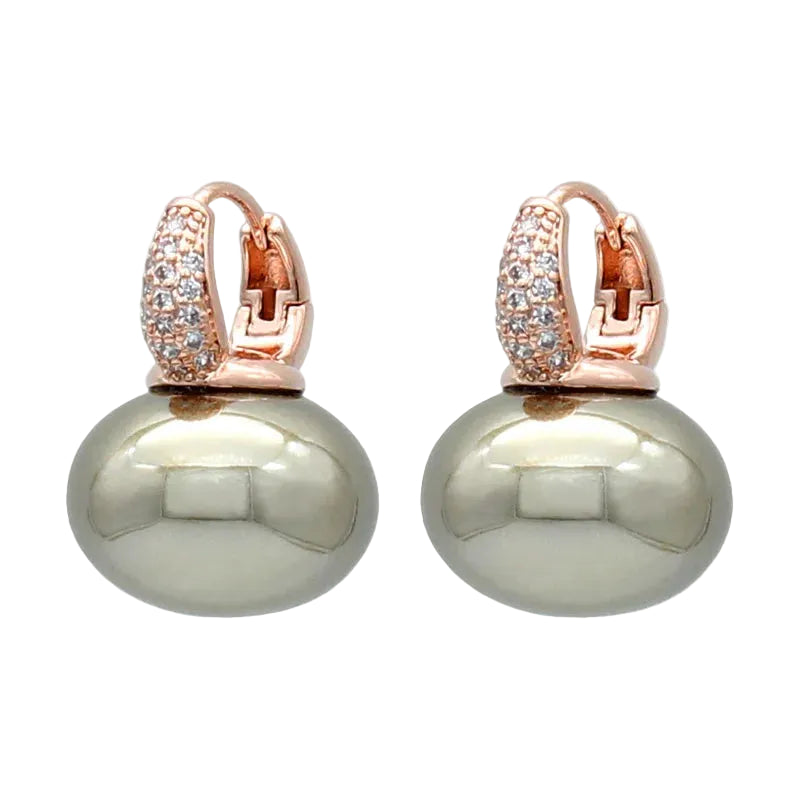 Women's Simulated Pearl Drop Earrings with Cubic Zirconia