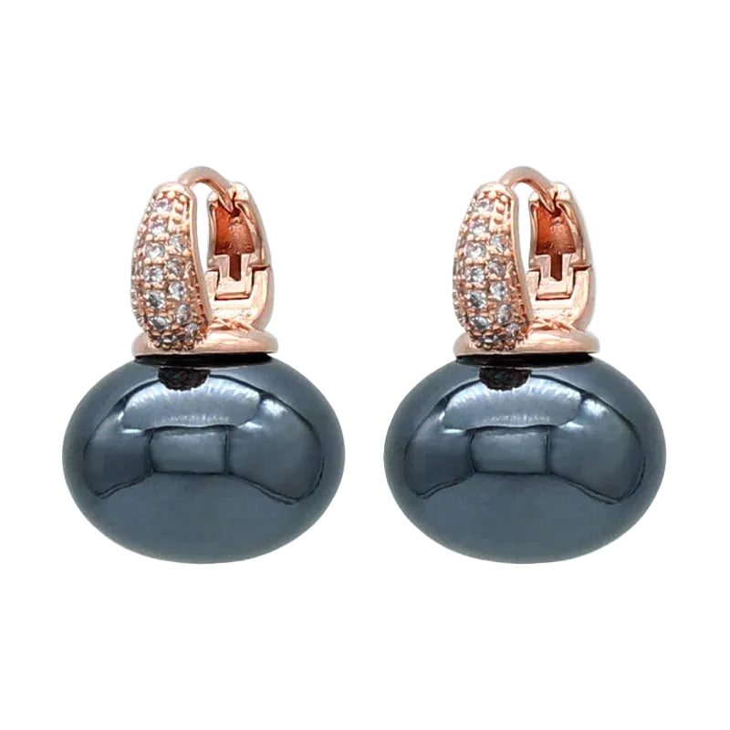 Women's Simulated Pearl Drop Earrings with Cubic Zirconia
