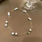 Women's Double-Layer Simulated Pearl Choker Necklace