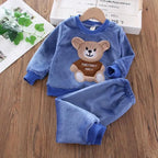 Toddler Fleece Clothing Set - Bear Hooded Vest & Pants 3PC