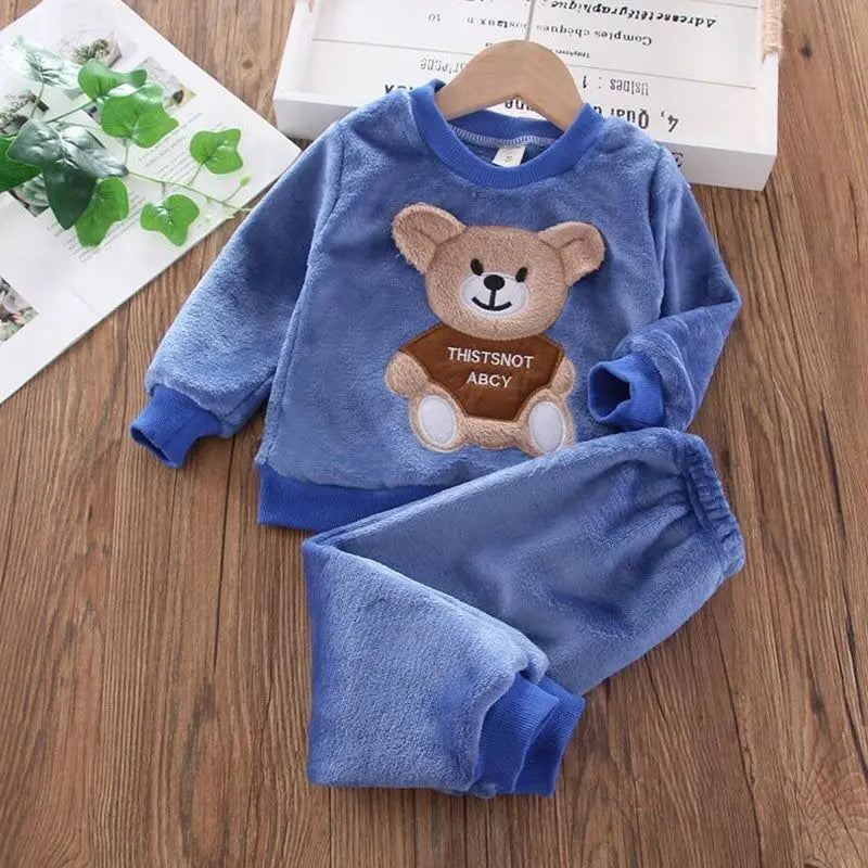 Toddler Fleece Clothing Set - Bear Hooded Vest & Pants 3PC