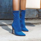 Women’s High Heel Sock Ankle Boots – Pointed Toe, Plus Size