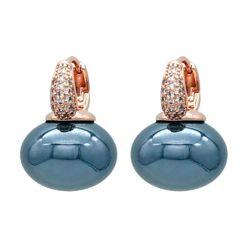 Women's Simulated Pearl Drop Earrings with Cubic Zirconia