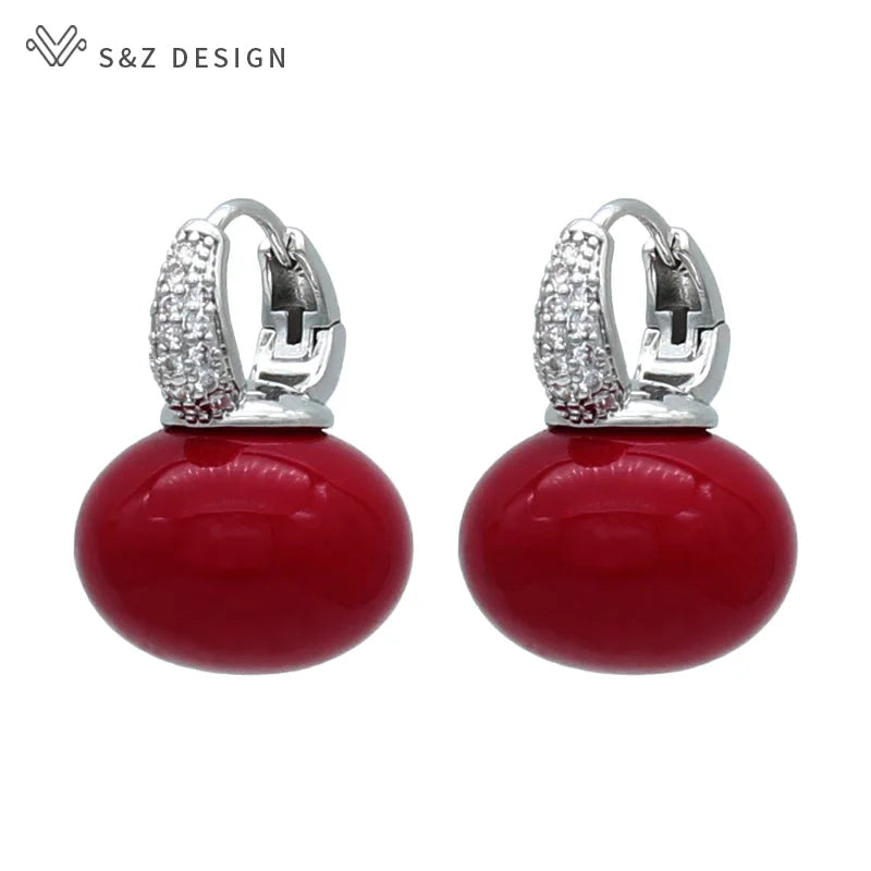 Women's Simulated Pearl Drop Earrings with Cubic Zirconia