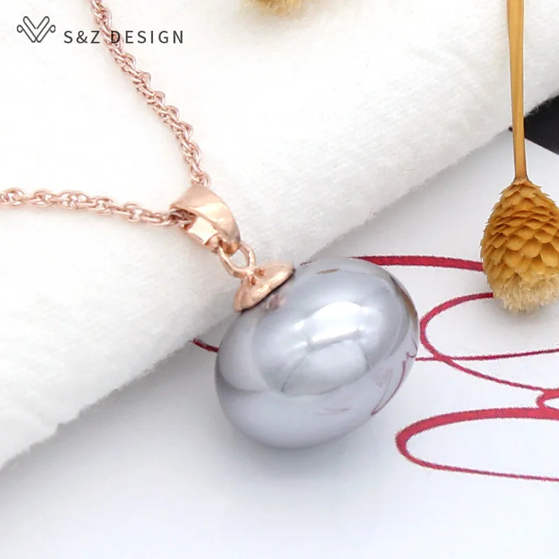 Women's Round Simulated Pearl Pendant Necklace