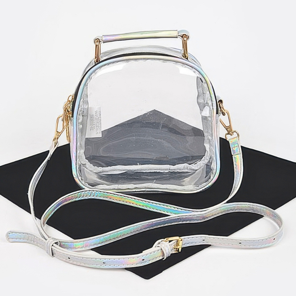 HD ACCESSORIES Clear Tote Bag Transparent Mini Zipper Top Handle Crossbody