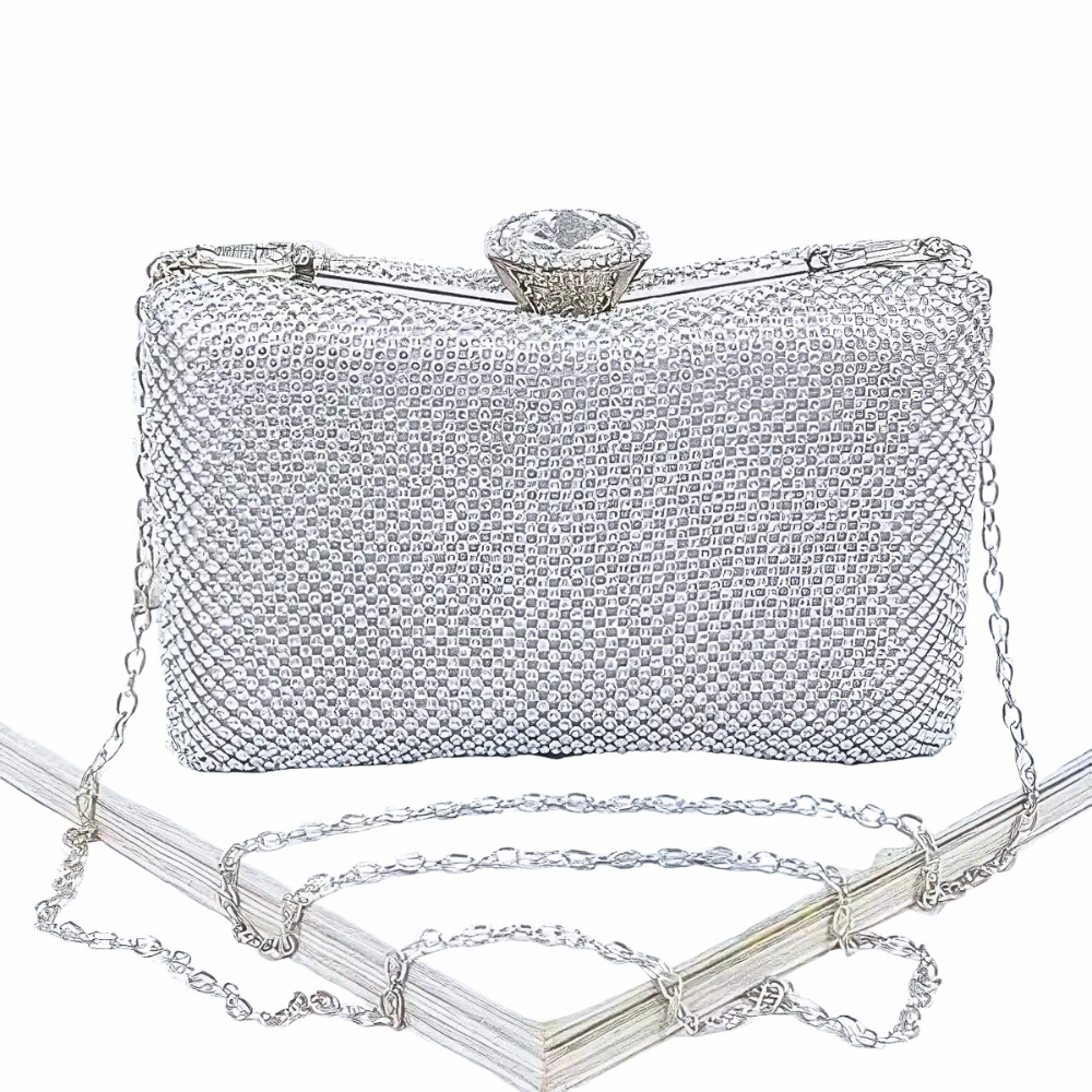 HD ACCESSORIES Clutch Box Bag Party Rhinestone Diamond Buckle Chain Strap