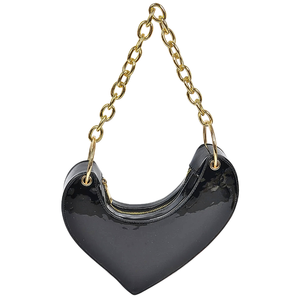 HD ACCESSORIES Crossbody Bags Semi Heart Glazed Zip Chain Strap Party Purses