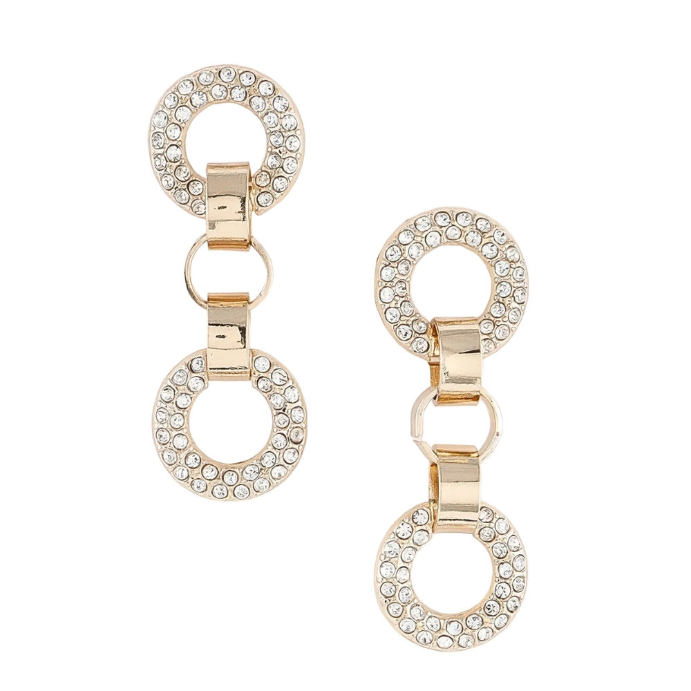 HD ACCESSORIES Drop Earrings Round Crystal Cuff Chain Fashion Jewelry