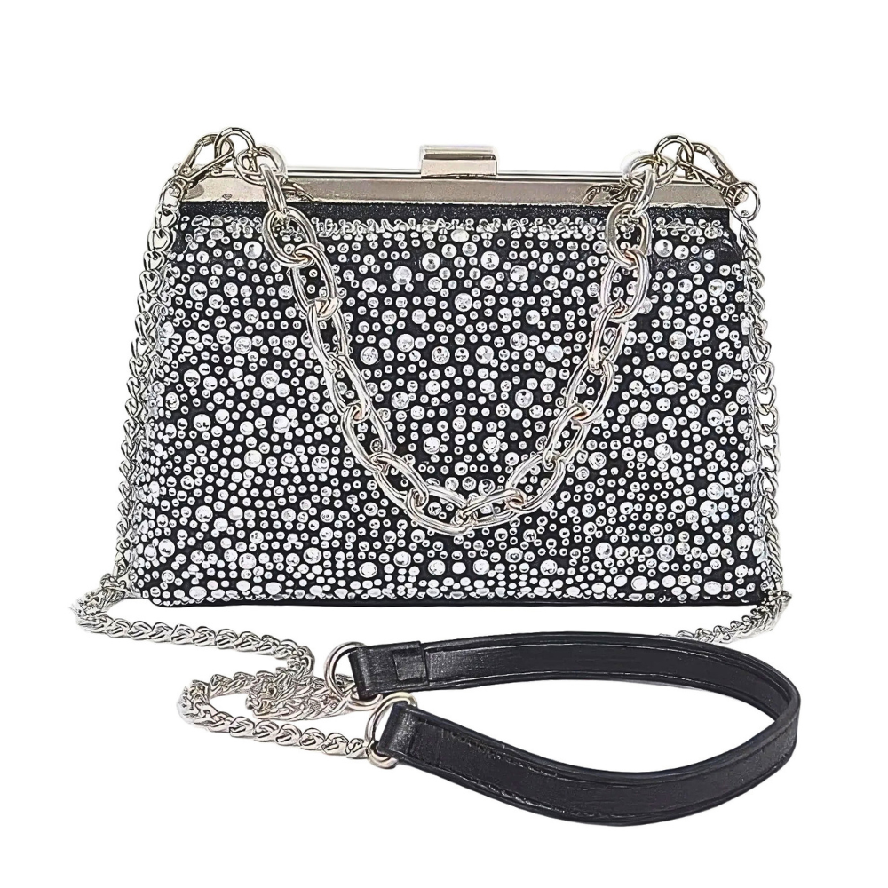HD ACCESSORIES Evening Clutch Bag Hotfix Rhinestone Beaded Chain Crossbody