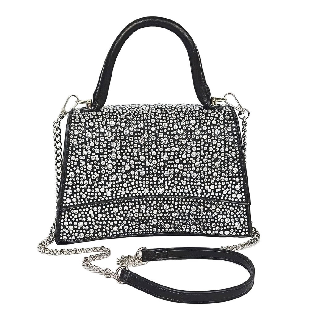 HD ACCESSORIES Evening Tote Bag Hotfix Rhinestone Beaded Chain Crossbody