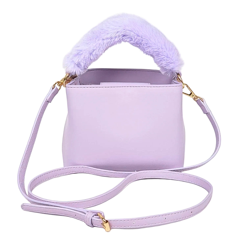 HD ACCESSORIES Fur Top Handle Tote Bags Mini Pu Leather Elegant Crossbody