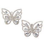 HD ACCESSORIES Gem Sud Earrings Butterfly Clear Rhinestone Fashion Jewelry