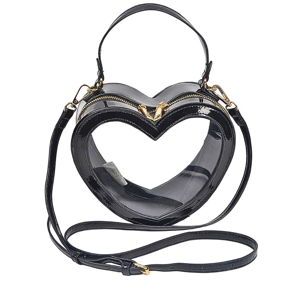 HD ACCESSORIES Heart-Shaped Transparent Crossbody Bag Zip Round Party Clutch