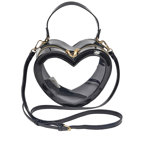 HD ACCESSORIES Heart-Shaped Transparent Crossbody Bag Zip Round Party Clutch