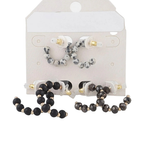 HD ACCESSORIES Hoop Earrings Set Crystal Bead Semi Circle Elegant Fashion 3 Pcs