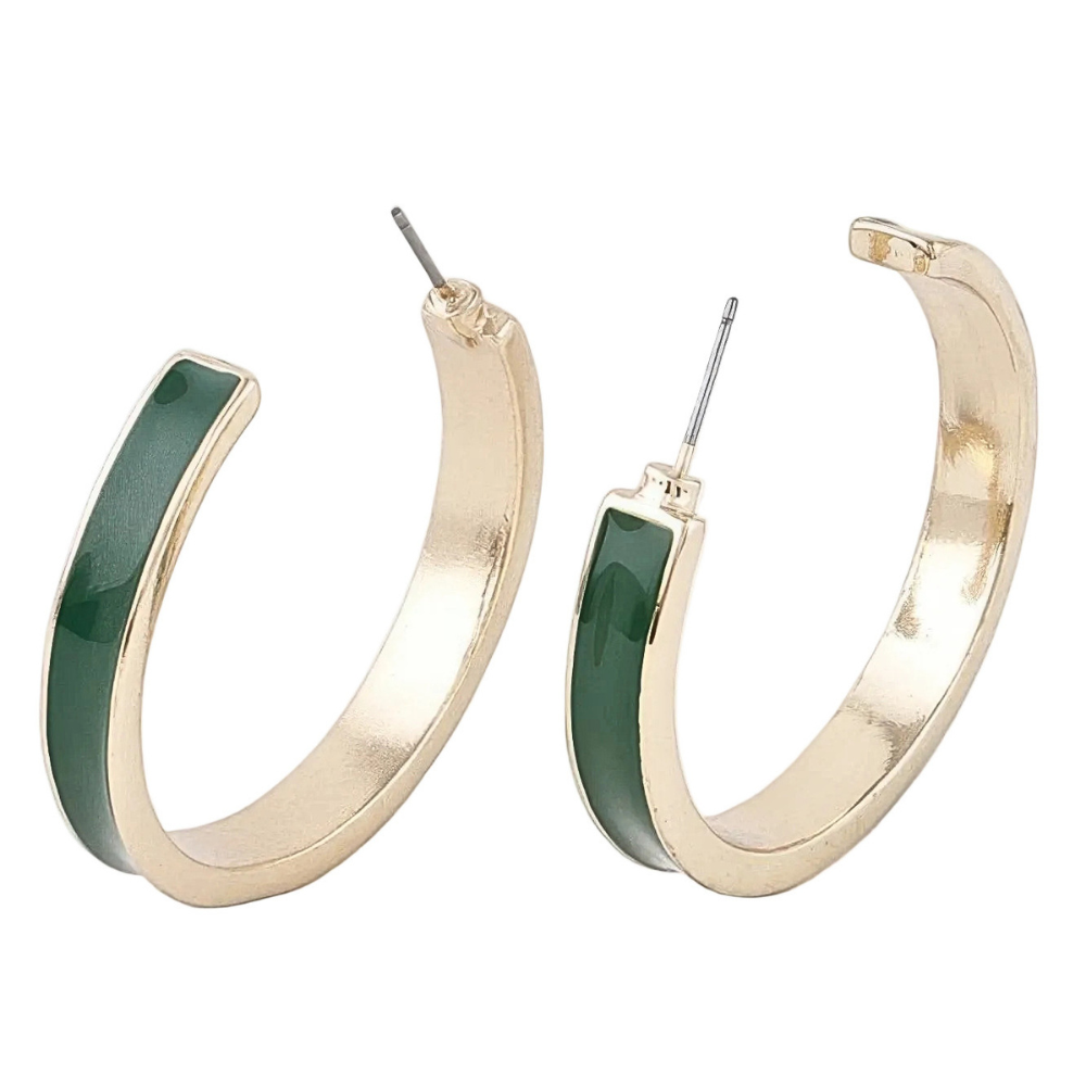 HD ACCESSORIES Hoop Earrings Solid Stripe Lined Elegant Fashion Jewelry