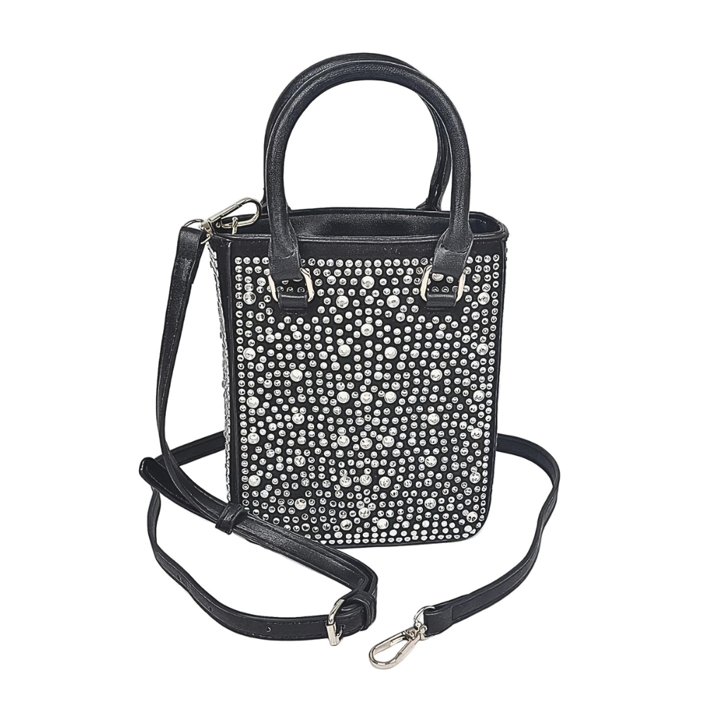 HD ACCESSORIES Hotfix Rhinestone Crossbody Bag Mini Double Handles Purse