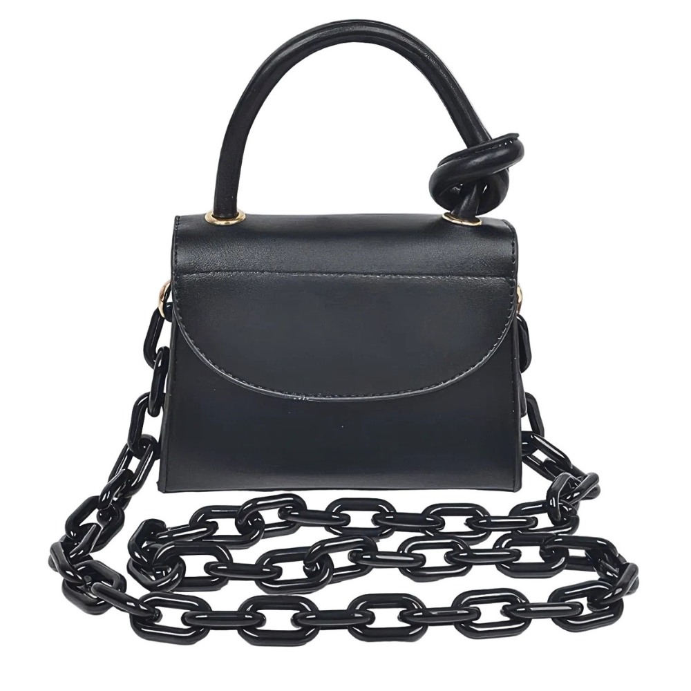 HD ACCESSORIES Knot Handle Chain Crossbody Bag Pu Leather Flap Handbags