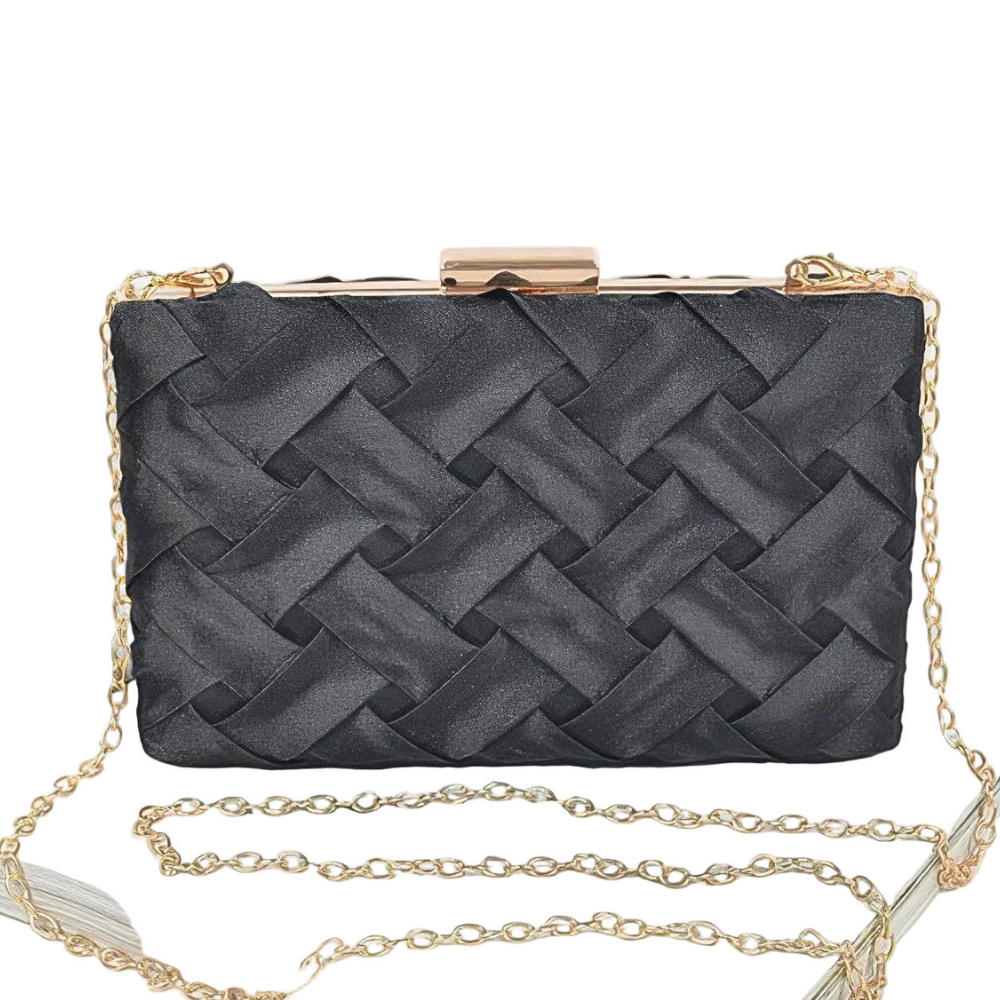 HD ACCESSORIES Party Clutch Cross Hatched Chain Strap Mini Crossbody Bag