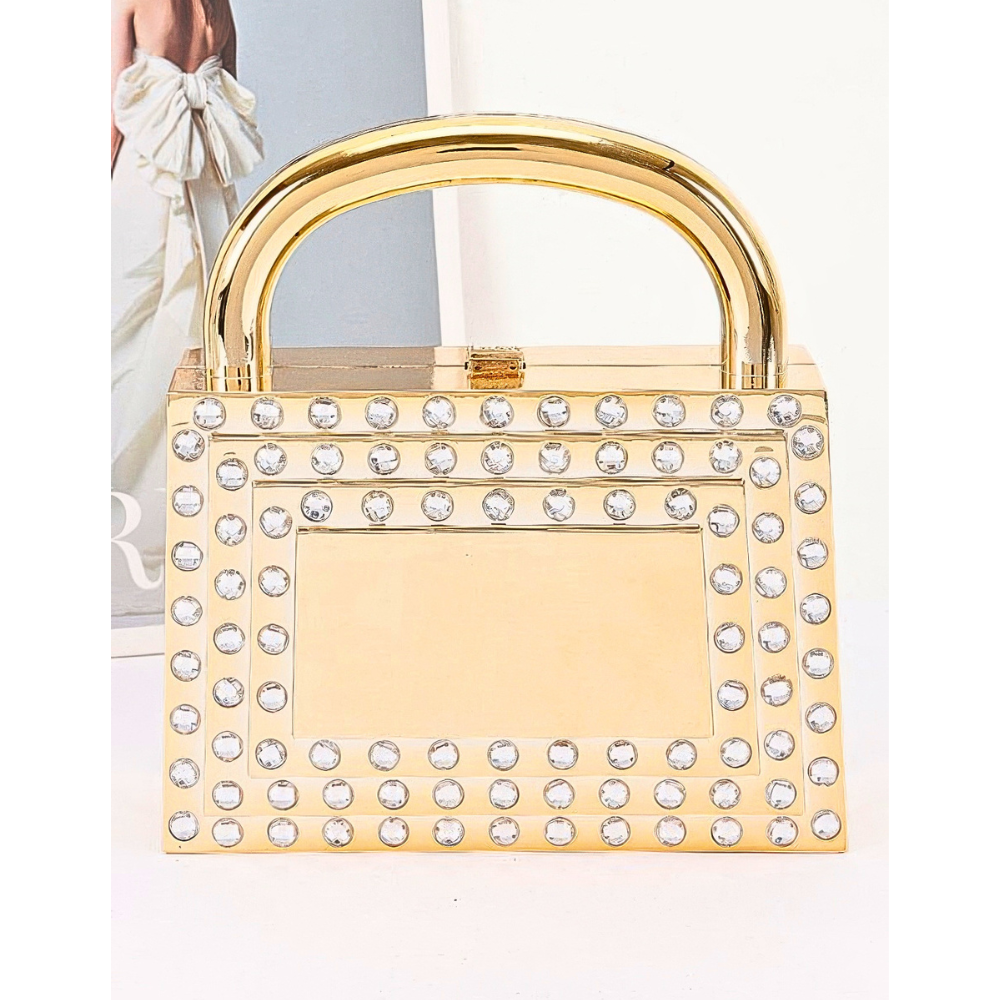 HD ACCESSORIES Party Clutch Metallic Acrylic Crystal Beaded Top Handle Purses