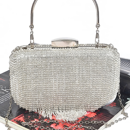 HD ACCESSORIES Party Clutch Rhinestone Fringe Tasseled Chain Strap Purses