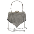 HD ACCESSORIES Party Clutch Rhinestone Tassle Diamond Buckle Fringe Chain Purse