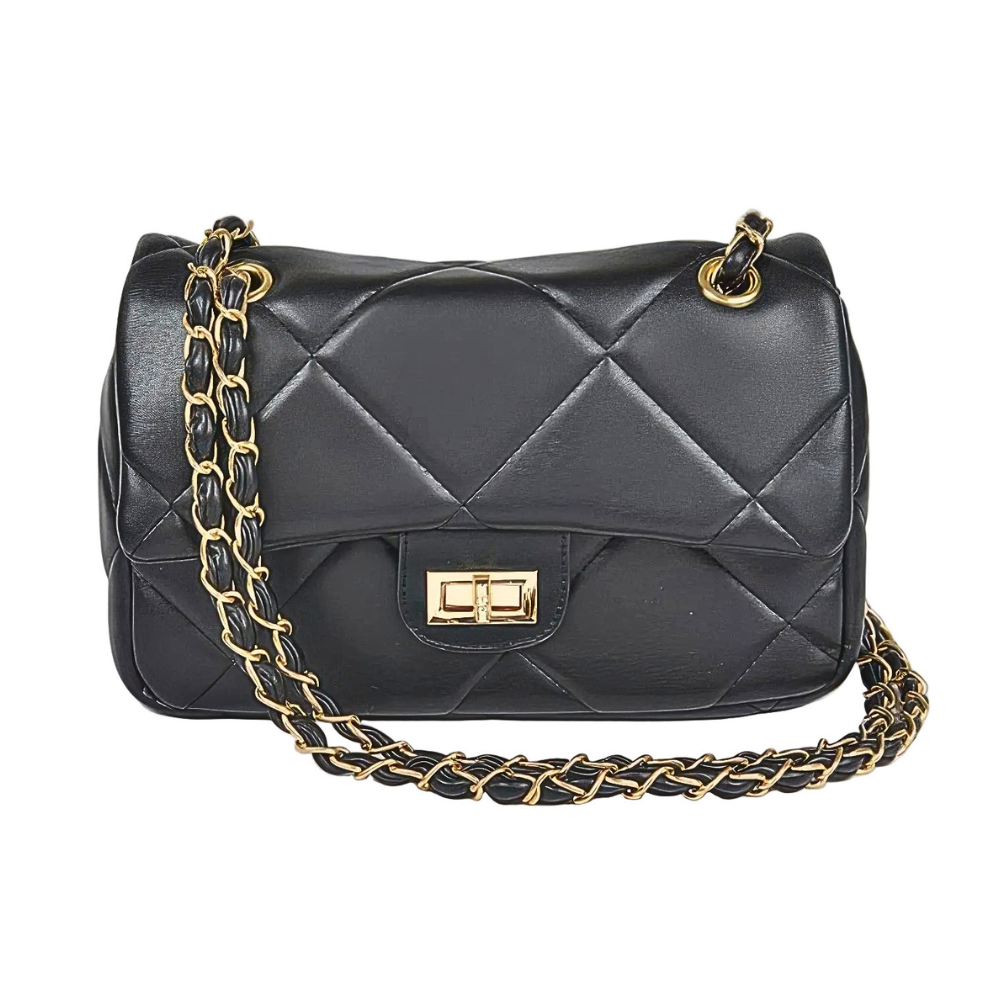 HD ACCESSORIES Quilted Shoulder Bag Flap Turn Lock Fashion Chain Crossbody