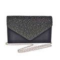 HD ACCESSORIES Rhinestone Party Clutch Satin Flap Envelope Chain Strap Crossbody