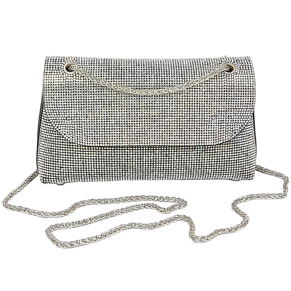 HD ACCESSORIES Rhinestone Party Shoulder Bag Flap Chain Strap Beaded Purses