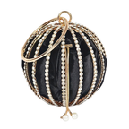 HD ACCESSORIES Round Cage Party Bag Rhinestone Satin Pounch Wrist Handle Bag